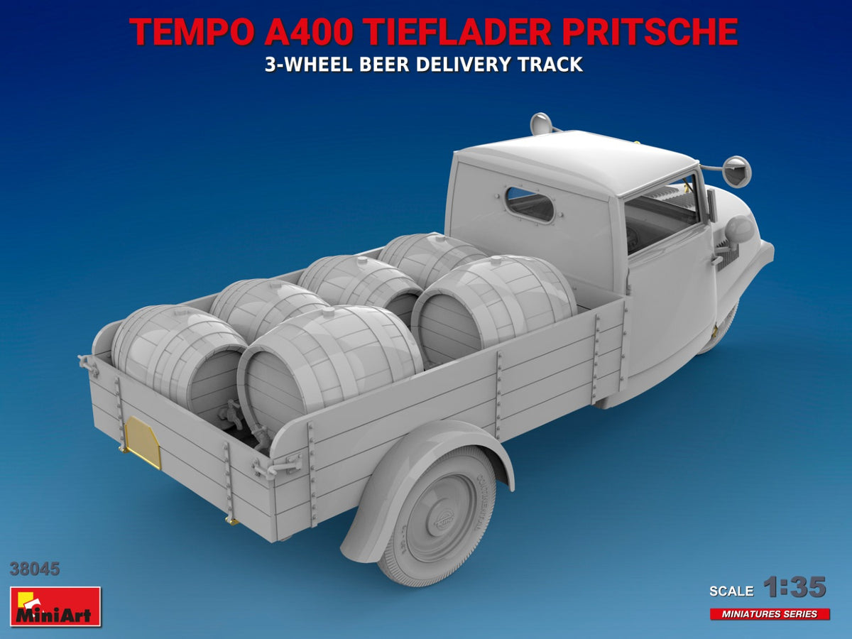 MiniArt 1/35 Military - Tempo A400 Tief lader Pritsche 3-Wheeler Truck - 38045