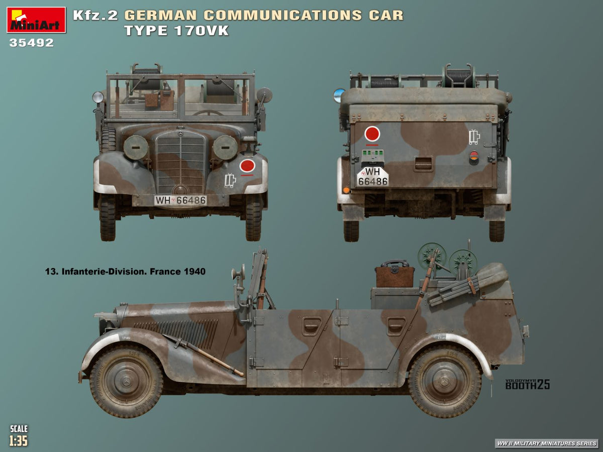 MiniArt 1/35 Military - Kfz.2 German Communications Car Type 170VK - 35492
