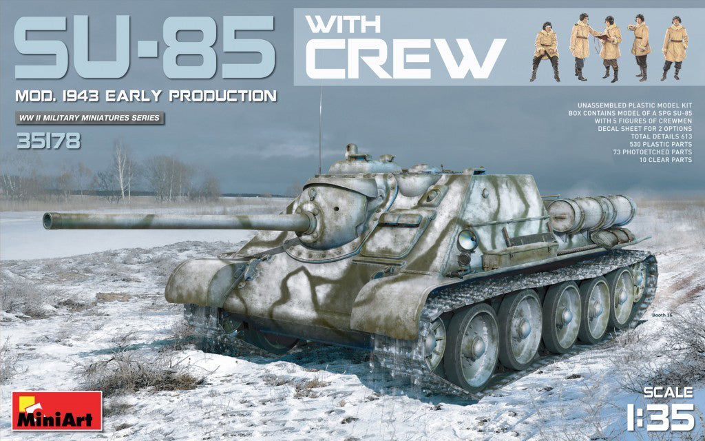 MiniArt SU-85 Soviet SPG Mod.1943 with Crew (Early) - 35178 box art