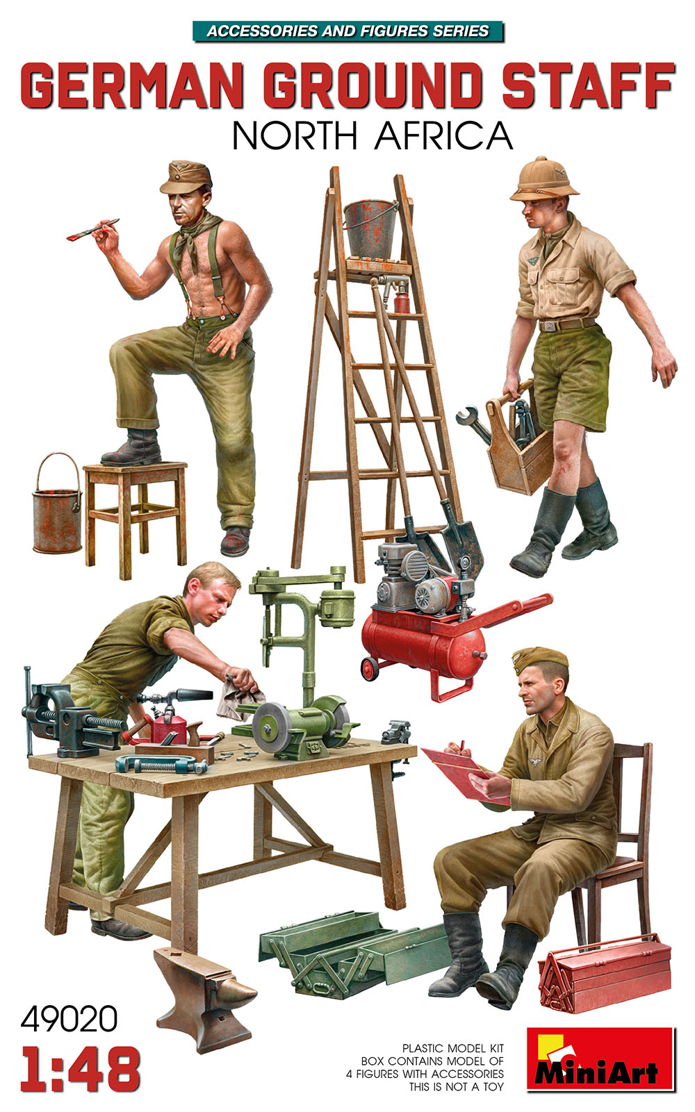MiniArt German Ground Staff w/Accessories, N.Africa - 49020 box art