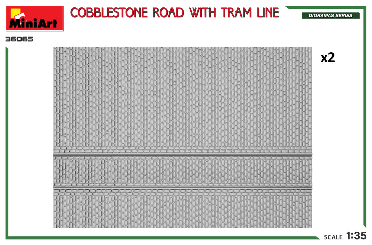 MiniArt 1/35 Military - Cobblestone Road w/ Tram Line (Injection) - 36065