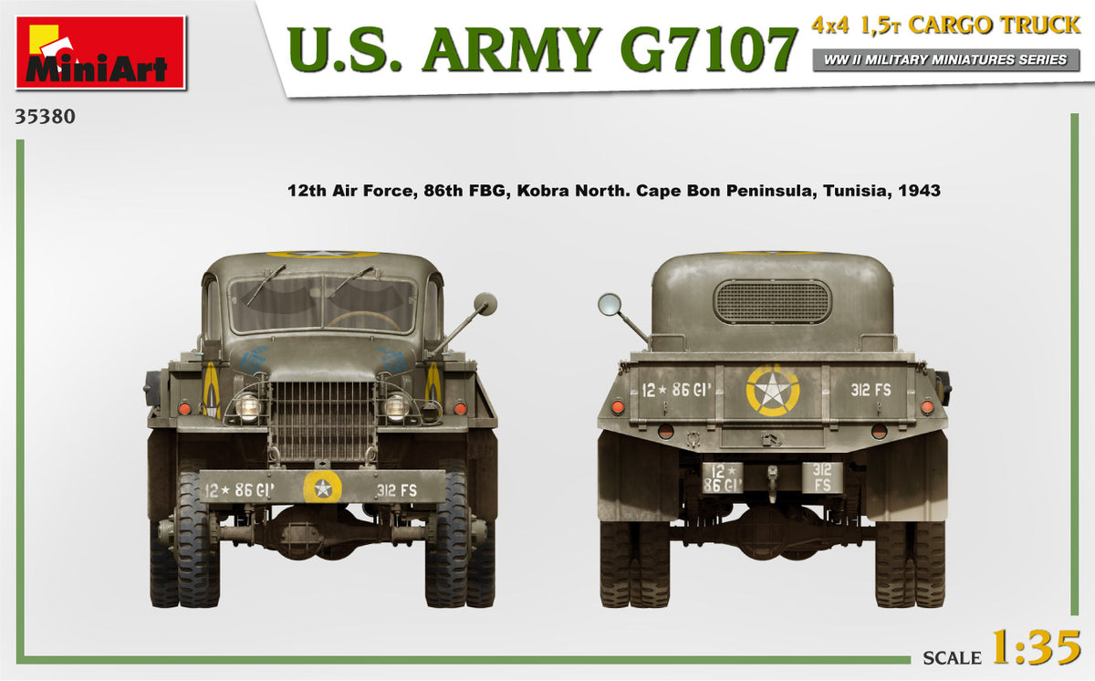 MiniArt 1/35 Military - U.S. ARMY G7107 4X4 1,5t CARGO TRUCK - 35380