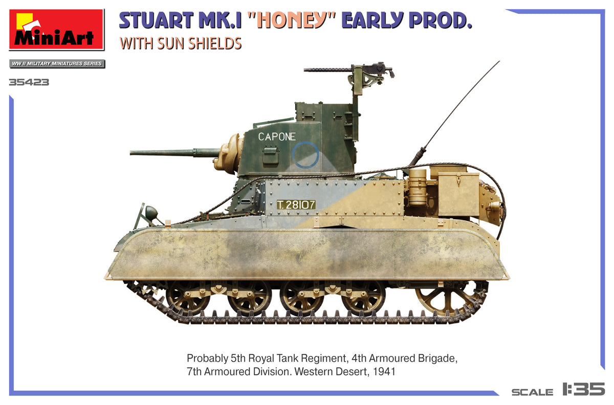 MiniArt 1/35 Military - Stuart Mk.I Honey,Early Prod w/ SunShield - 35423