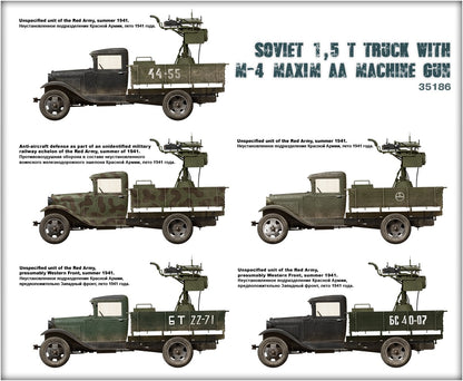MiniArt 1/35 Military - Soviet 1.5t Truck w/ M-4 Maxim AA Gun - 35186