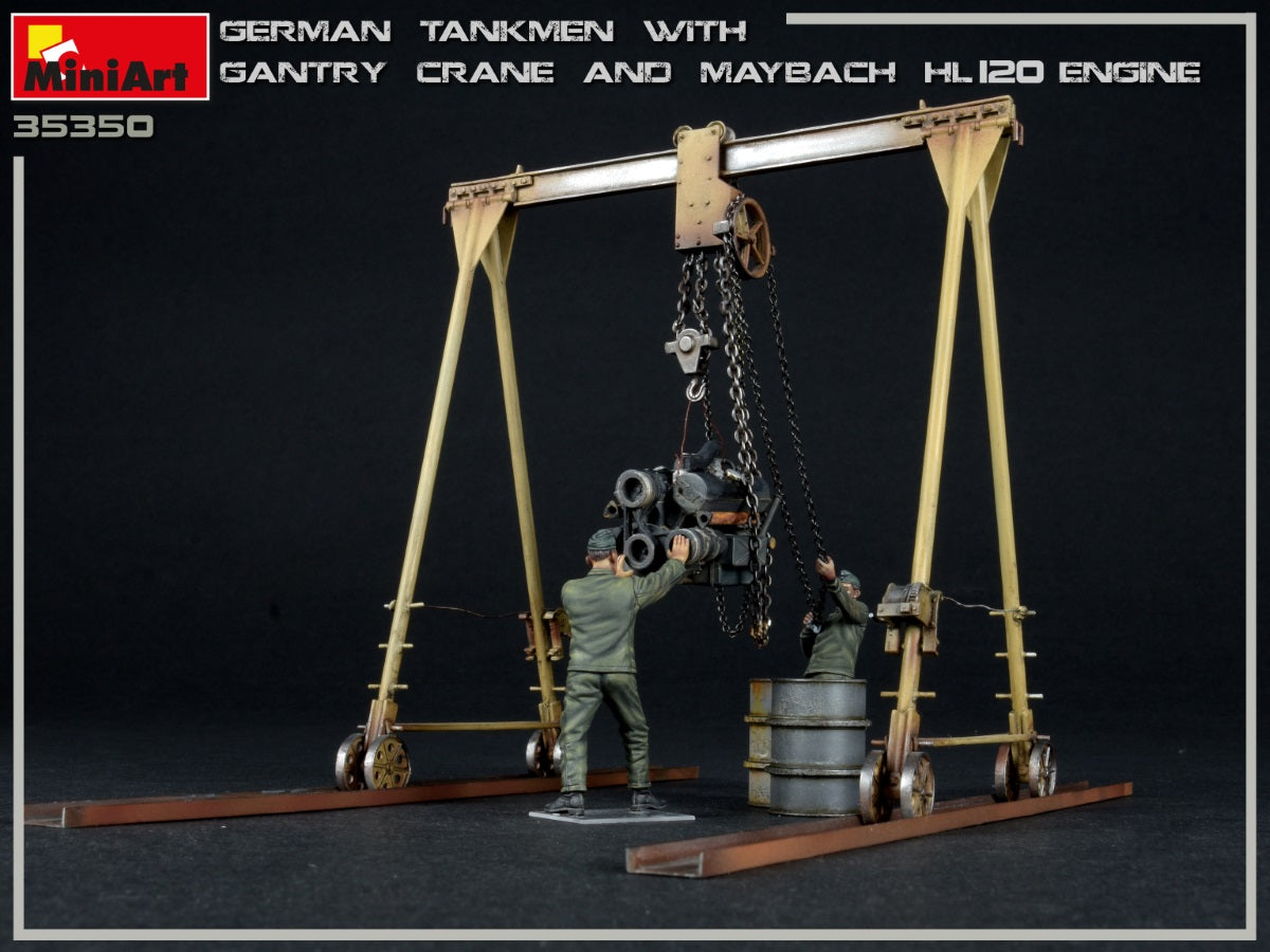 MiniArt 1/35 Military - German Tankmen w/ Crane & Maybach HL Engine - 35350