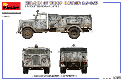 MiniArt 1/35 Military - German 3T Truck 3,6-36S Radkasten Normal Type - 35453