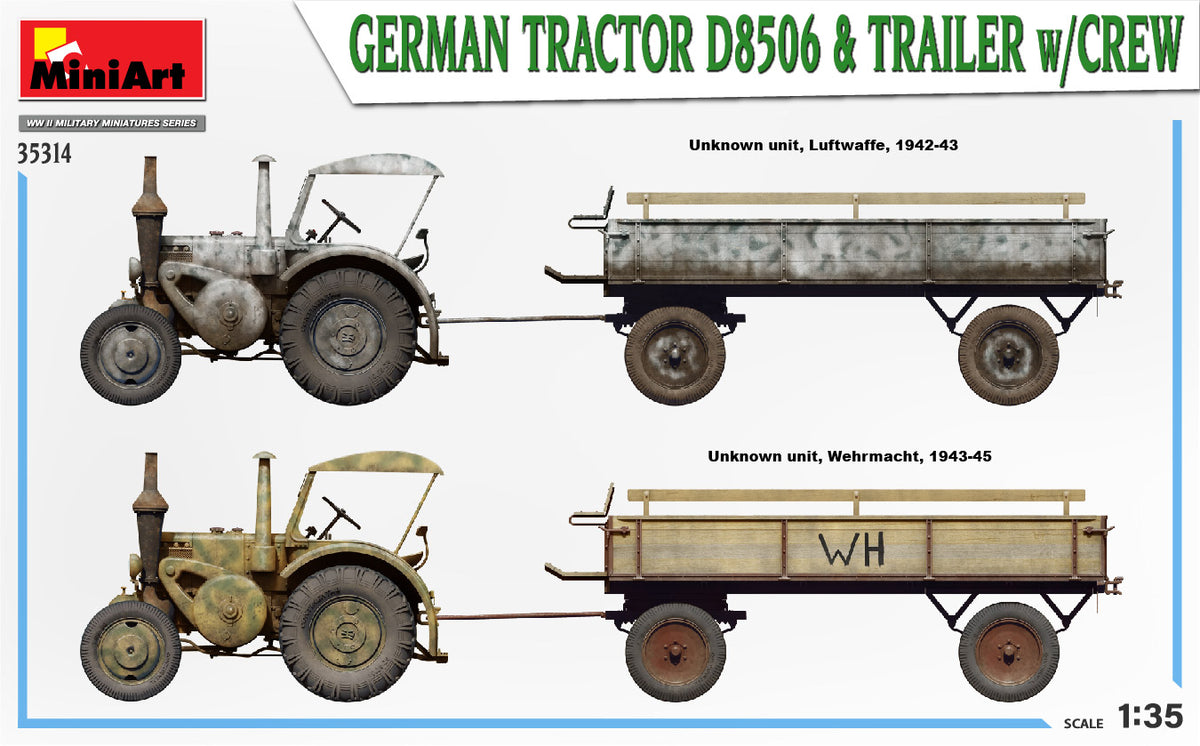 MiniArt 1/35 Military - German Tractor D8506 with Trailer & Crew - 35314