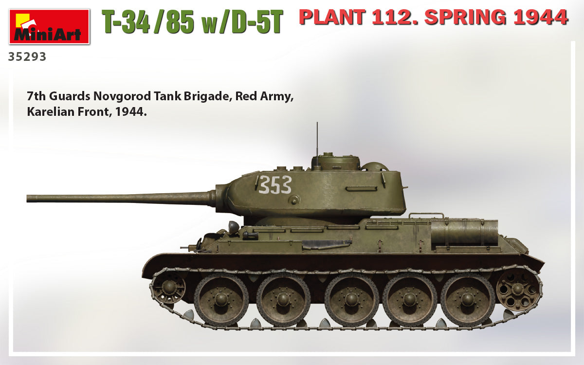 MiniArt 1/35 Military - T-34/85 w/D-5T Plant 112 1944 - 35293
