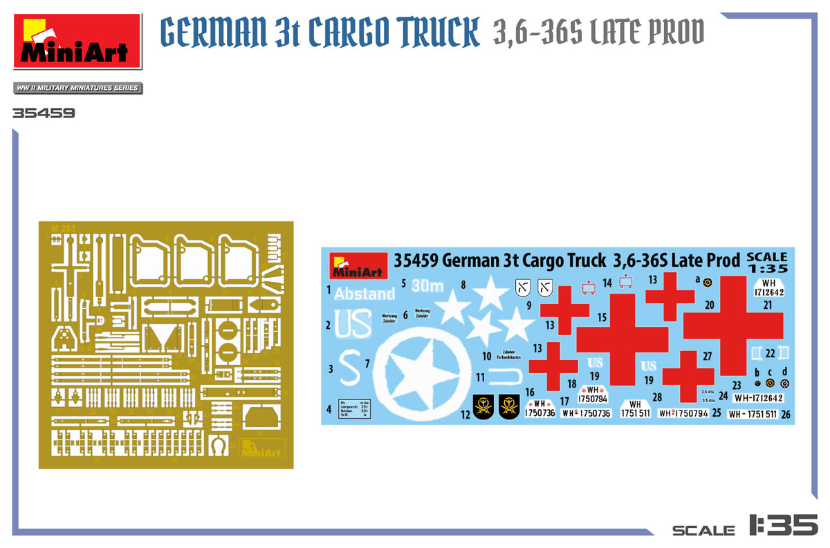 MiniArt 1/35 Military - German 3t Cargo Truck 3,6-36s Late Prod - 35459