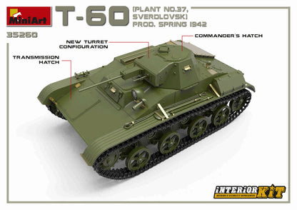 MiniArt 1/35 Military - T-60 (Plant 37 Sverdlovsk) Prod 1942 Int Kit - 35260