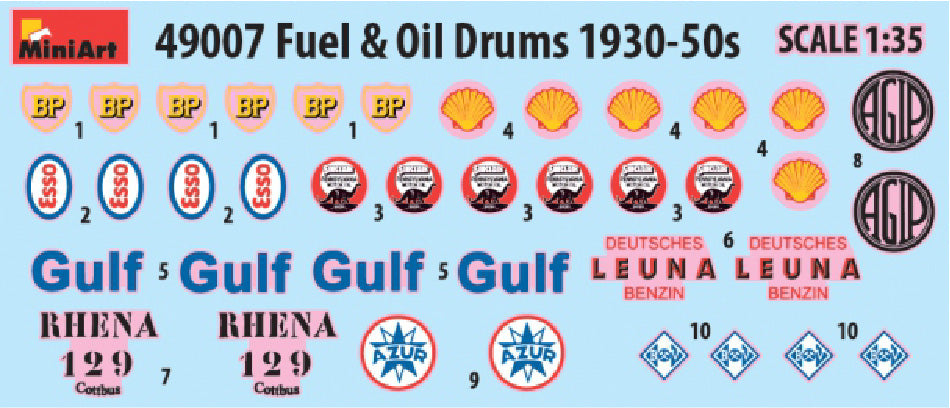 MiniArt 1/48 Accessories - Fuel & Oil Drums 1930-50s - 49007