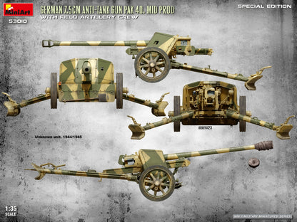 MiniArt 1/35 Military - German 7.5 PaK 40 Mid w/ Artillery Crew Ltd - 53010