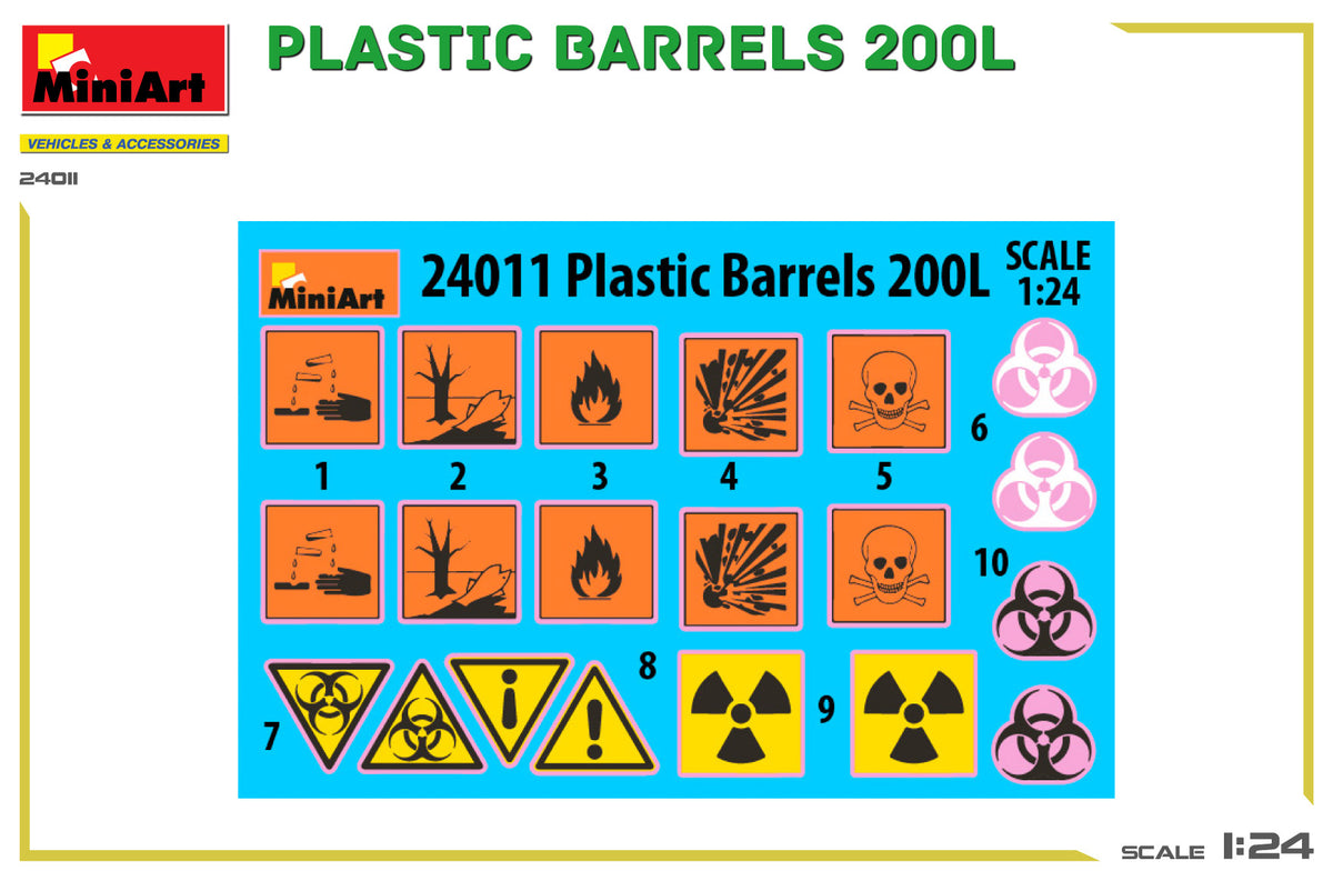 MiniArt 1/24 Accessories - Plastic Barrels 200L - 24011