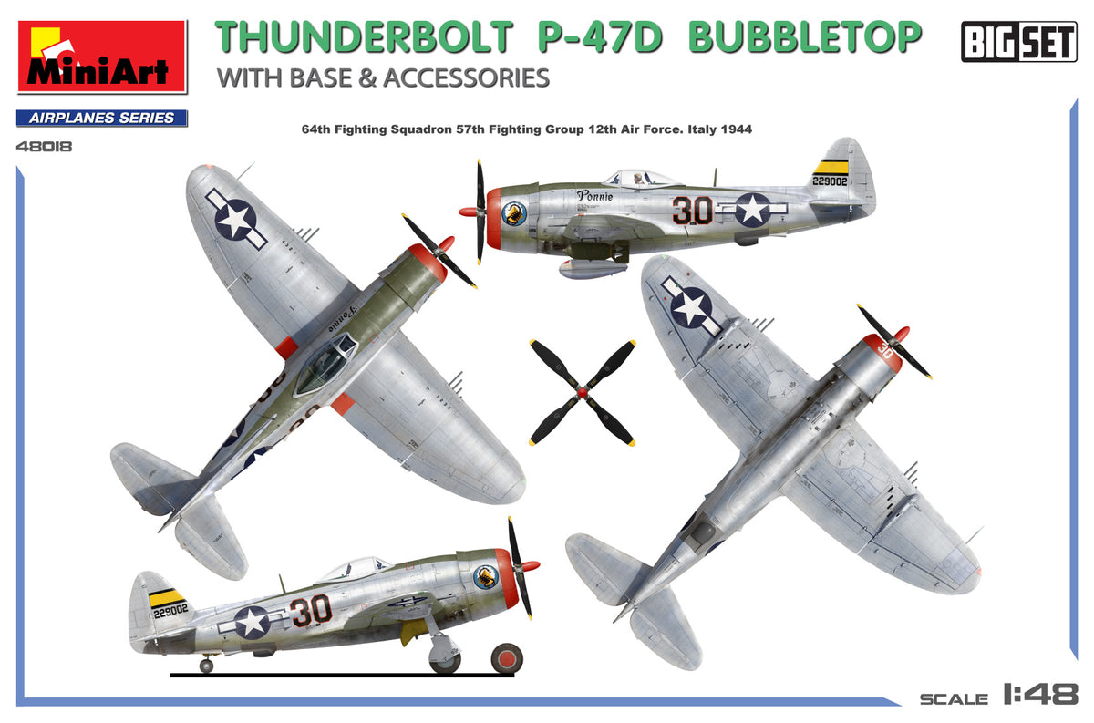 MiniArt 1/48 Aircraft - Thunderbolt P-47D Bubbletop / Base BigSet - 48018