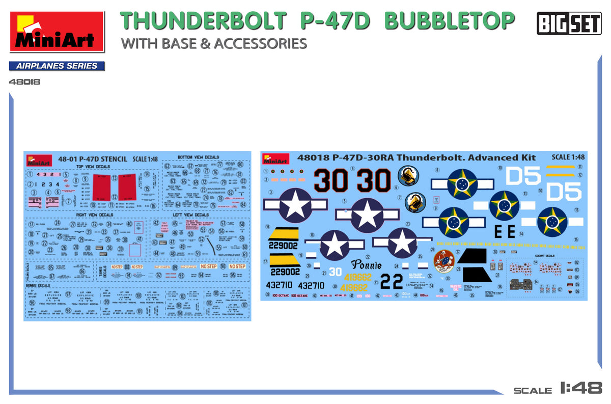 MiniArt 1/48 Aircraft - Thunderbolt P-47D Bubbletop / Base BigSet - 48018