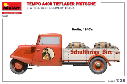 MiniArt 1/35 Military - Tempo A400 Tief lader Pritsche 3-Wheeler Truck - 38045