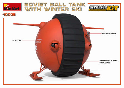 MiniArt 1/35 Military - Soviet Ball Tank w/ Winter Ski, Int Kit - 40008