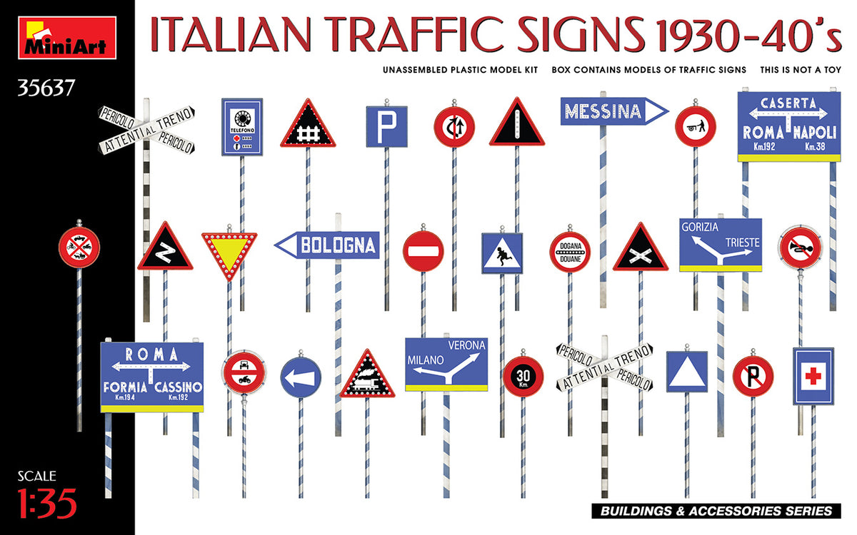 MiniArt Italian Traffic Signs 1930-40's - 35637 box art