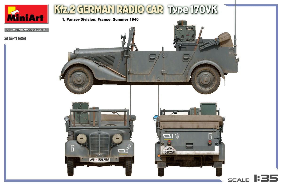 MiniArt 1/35 Military - Kfz.2 German , Radio Car Type 170VK - 35488
