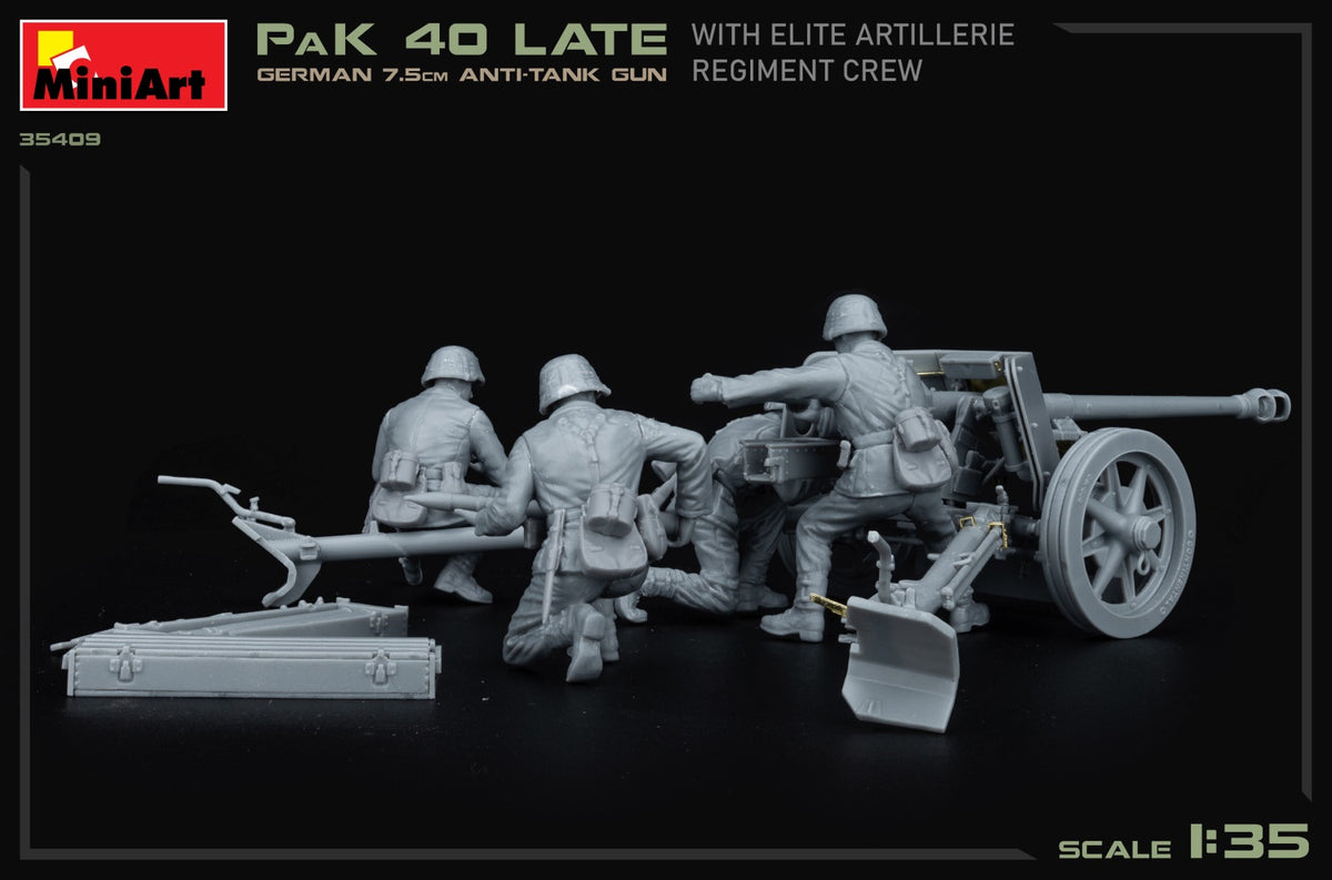 MiniArt 1/35 Military - German 7.5cm PaK 40 Late w/ Elite Crew - 35409