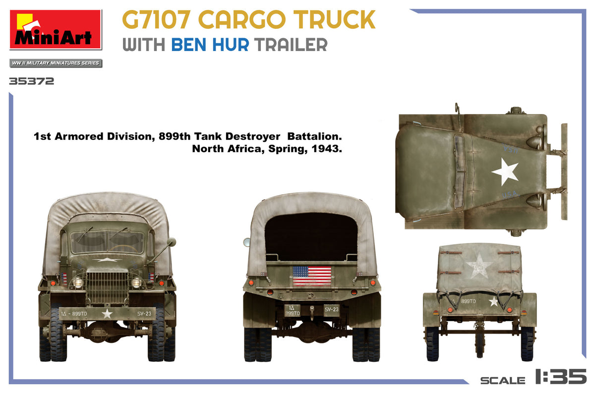 MiniArt 1/35 Military - G7107 1,5t 4x4 Cargo Truck with Trailer - 35372