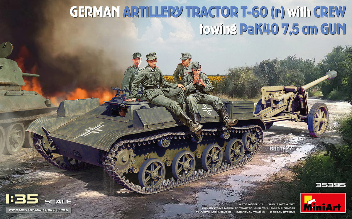 MiniArt German Tractor T-60(r) w/ PaK40 Gun & Crew - 35395 box art