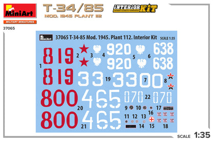 MiniArt 1/35 Military - T-34-85 Mod. 1945. Plant 112 Interior Kit - 37065