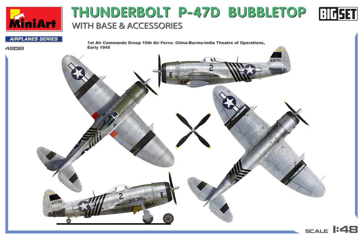 MiniArt 1/48 Aircraft - Thunderbolt P-47D Bubbletop / Base BigSet - 48018