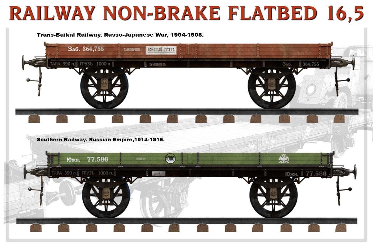 MiniArt 1/35 Accessories - Railway Non-Brake Flatbed 16.5t - 39004