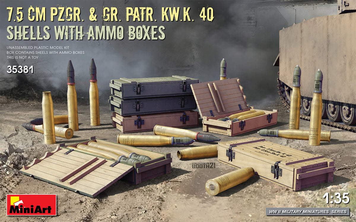 MiniArt 7.5cm Pzgr & Kw.K 40 Shells & Ammo Boxes - 35381 box art