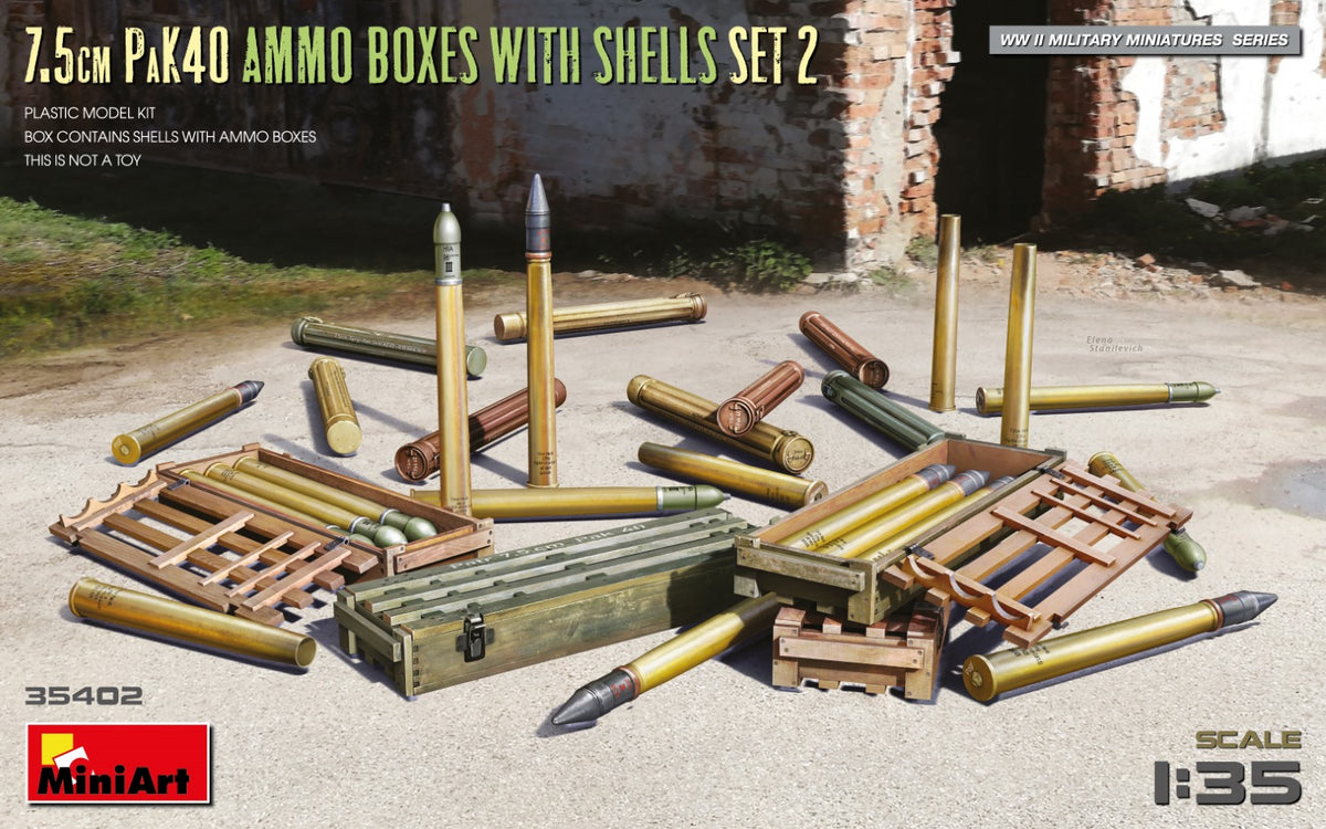 MiniArt 7.5cm PaK40 Ammo Boxes w/ Shells Set 2 - 35402 box art