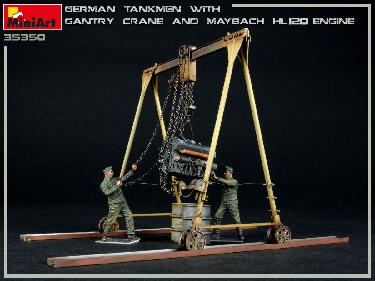 MiniArt 1/35 Military - German Tankmen w/ Crane & Maybach HL Engine - 35350