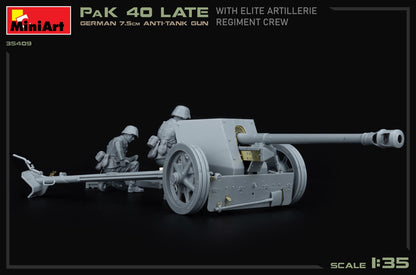 MiniArt 1/35 Military - German 7.5cm PaK 40 Late w/ Elite Crew - 35409