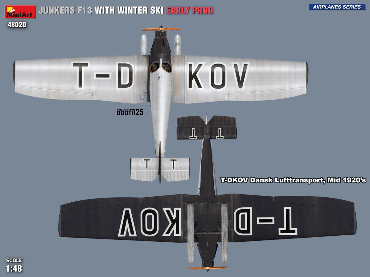 MiniArt 1/48 Aircraft - Junkers F13 w/ Winter Ski, Early Prod - 48020