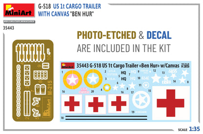 MiniArt 1/35 Military - G-518 US 1t Trailer "Ben hur" w/ Canvas - 35443
