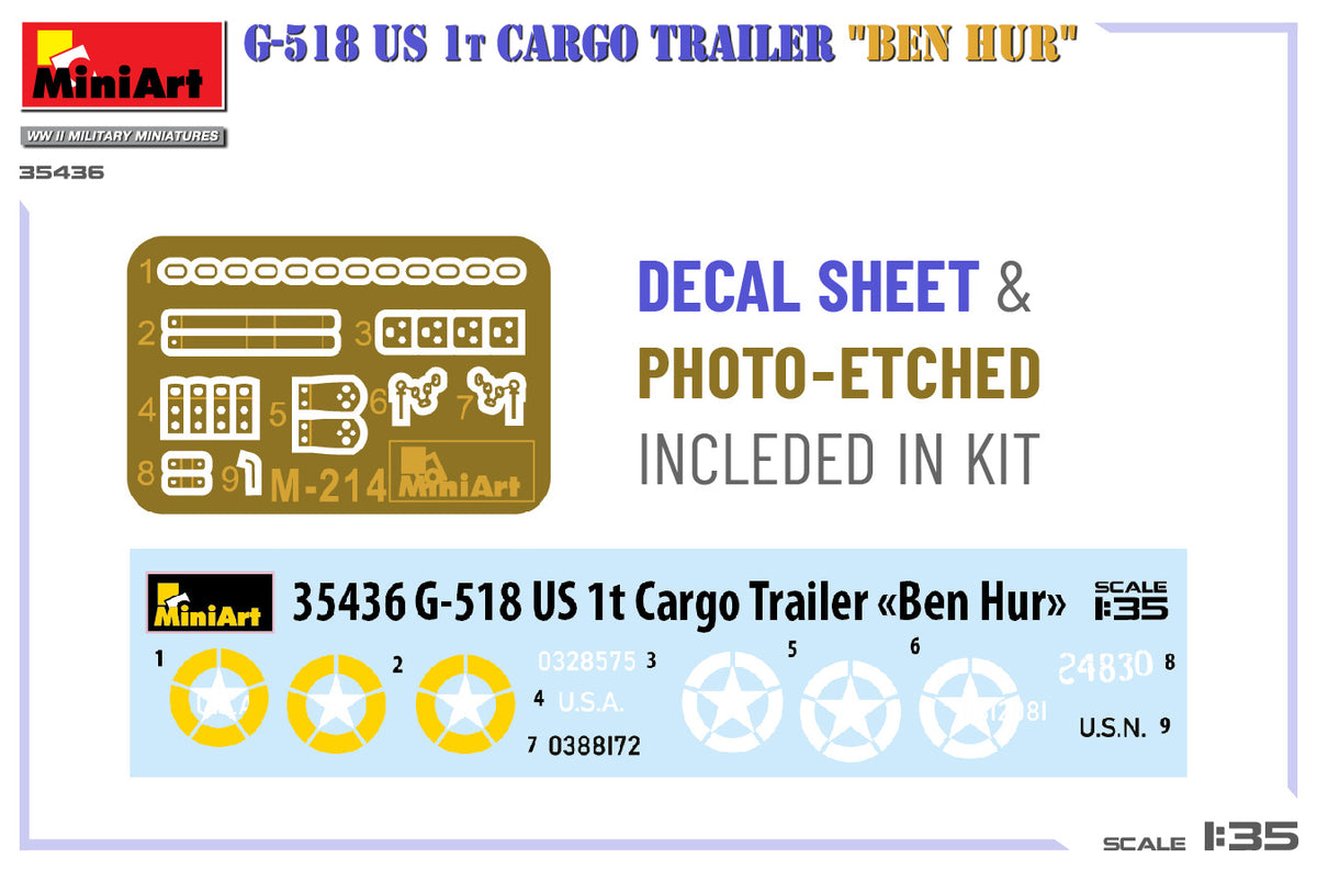 MiniArt 1/35 Military - G-518 US 1t Cargo Trailer "Ben Hur" - 35436