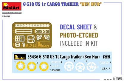MiniArt 1/35 Military - G-518 US 1t Cargo Trailer "Ben Hur" - 35436