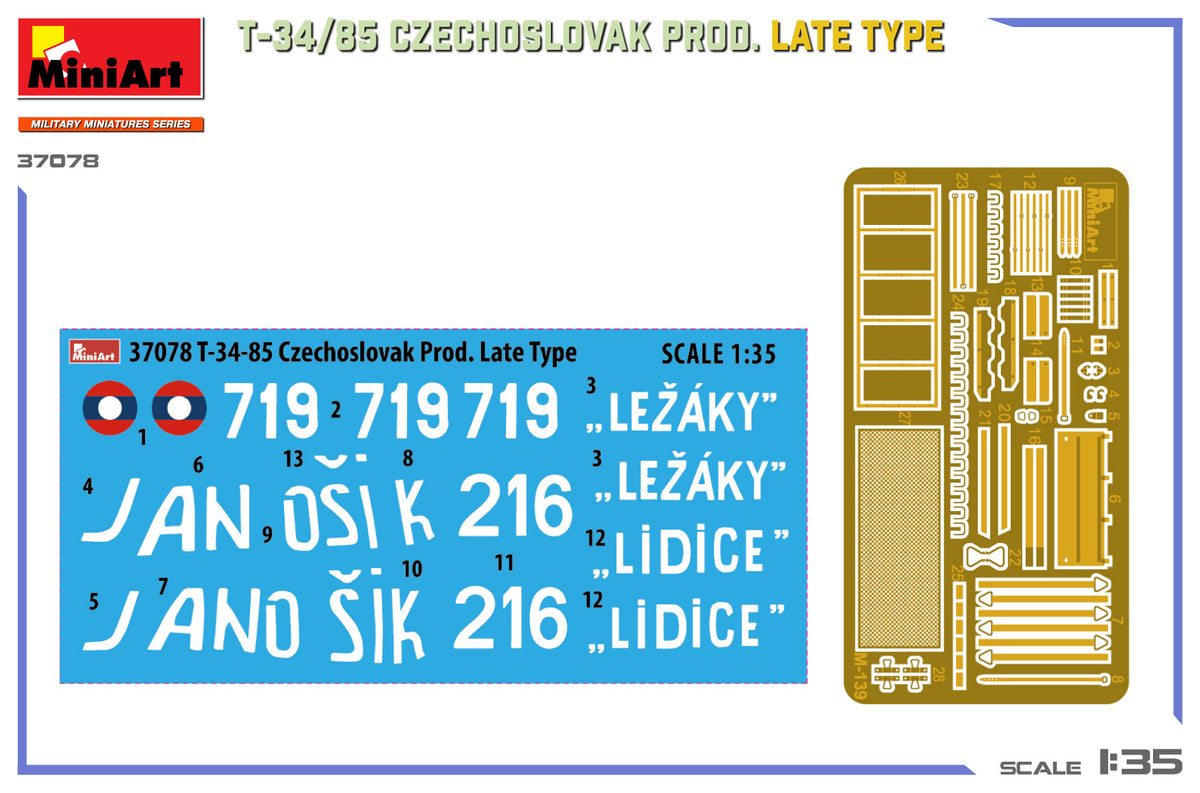 MiniArt 1/35 Military - T34/85 Czechoslovak Prod, Late Type - 37078