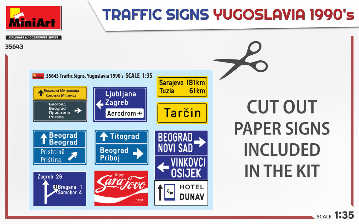 MiniArt 1/35 Accessories - Traffic Signs Yugoslavia 1990's - 35643