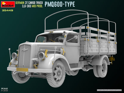 MiniArt 1/35 Military - German 3t Truck 3,6-36s Mid Prod PMQ600-Type - 35449