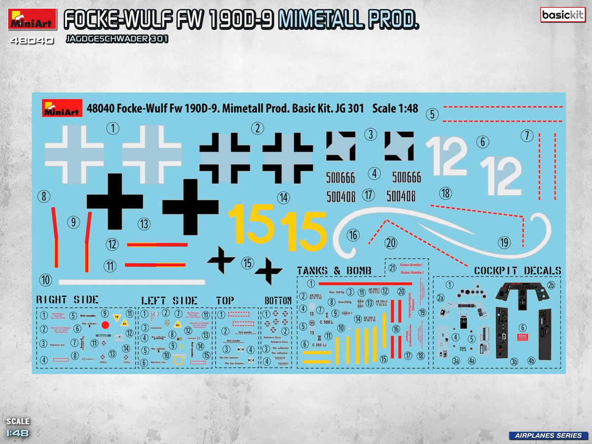 MiniArt 1/48 Aircraft - Focke-Wulf Fw 190D-9 Mimetall Jagdgeschwader - 48040