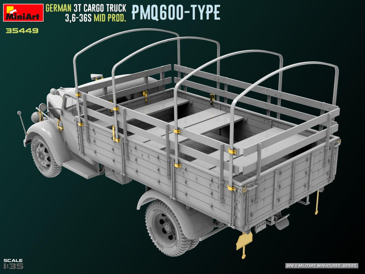 MiniArt 1/35 Military - German 3t Truck 3,6-36s Mid Prod PMQ600-Type - 35449