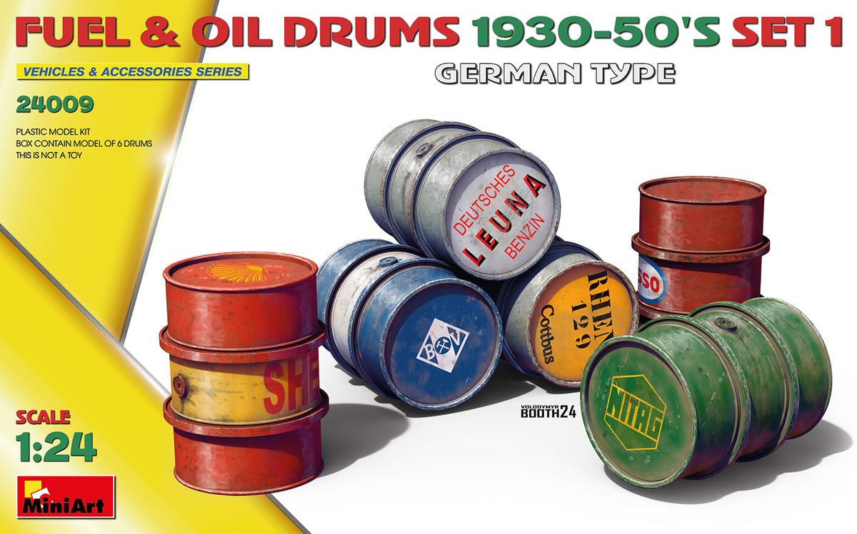 MiniArt Fuel & Oil Drums 1930-50's Set1 (German) - 24009 box art