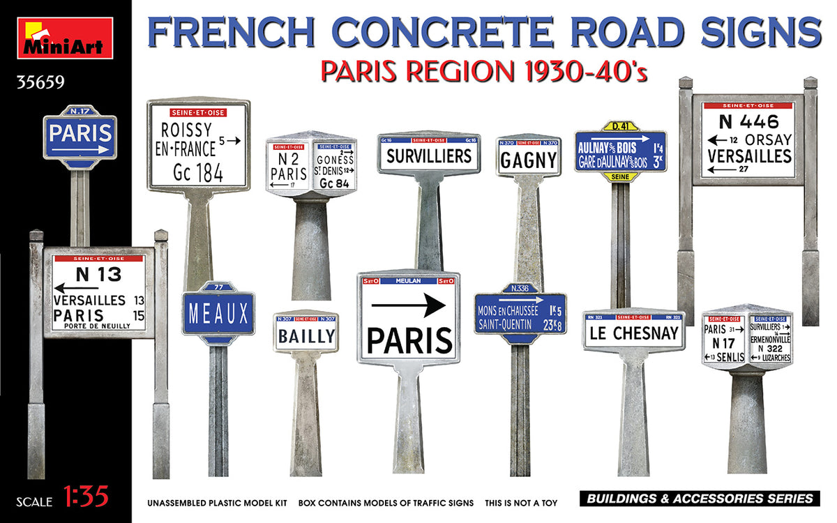 MiniArt Concrete Signs France 1930-40's Paris - 35659 box art