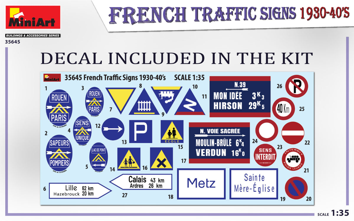 MiniArt 1/35 Accessories - Traffic Signs France 1930-40's - 35645