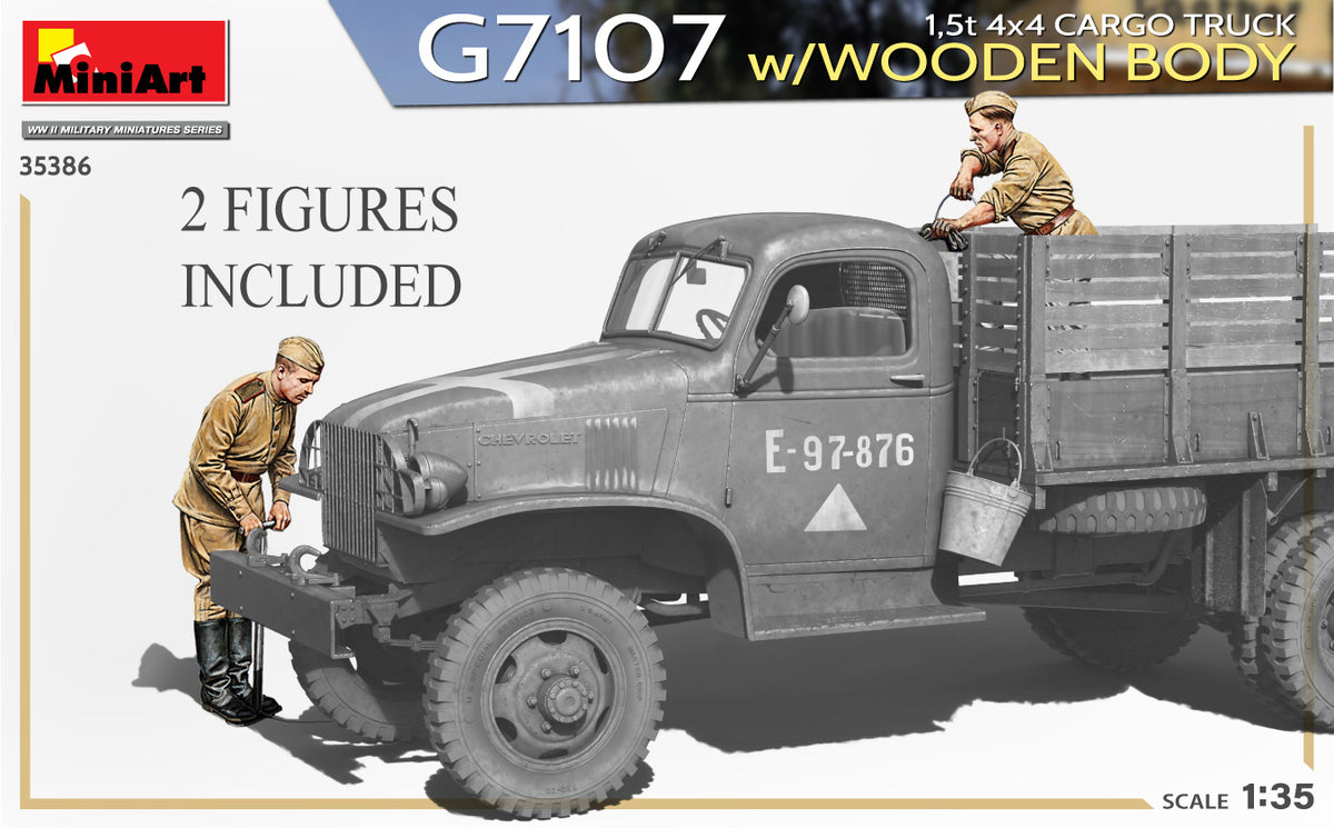 MiniArt 1/35 Military - 1.5t 4x4 G7107 Cargo Truck w/ Wooden Body - 35386