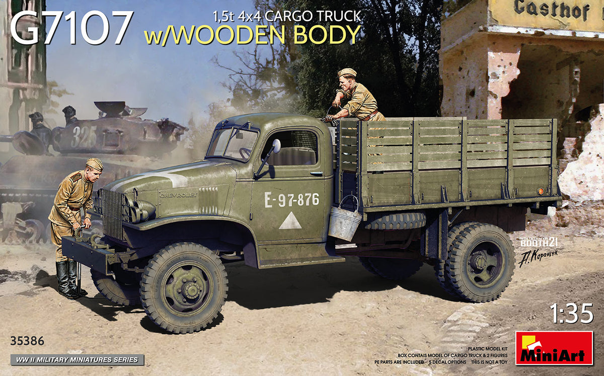 MiniArt 1.5t 4x4 G7107 Cargo Truck w/ Wooden Body - 35386 box art