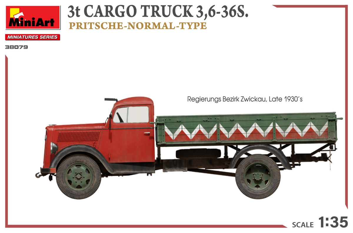 MiniArt 1/35 Military - 3t Cargo Truck, 3,6-36S Pritsche Normal Type - 38079