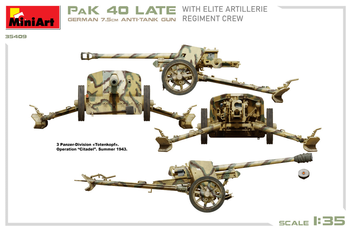 MiniArt 1/35 Military - German 7.5cm PaK 40 Late w/ Elite Crew - 35409