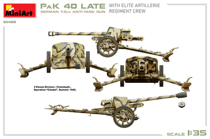 MiniArt 1/35 Military - German 7.5cm PaK 40 Late w/ Elite Crew - 35409